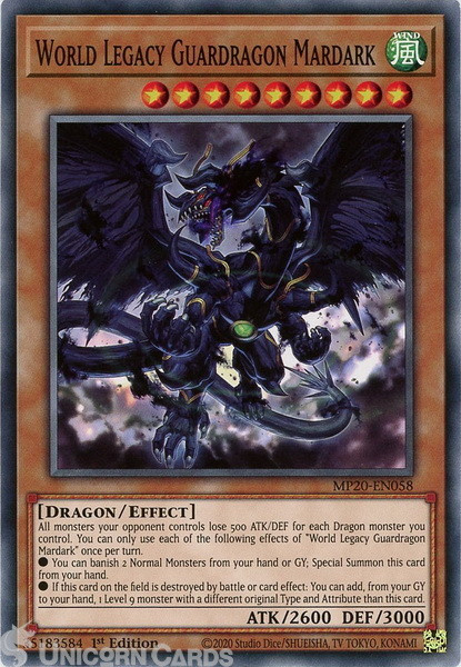 MP20-EN058 World Legacy Guardragon Mardark Common 1st Edition Mint Yu-Gi-Oh! Car