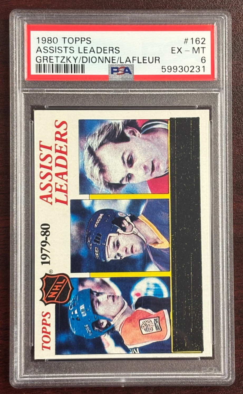 1980 Topps Assists Leaders #162 Gretzky/Dionne/Lafleur Graded PSA 6 EX-MINT