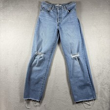 Levi s Ribcage Straight Ankle Jeans Size 27 Blue Button Fly Hi Rise Denim 2397