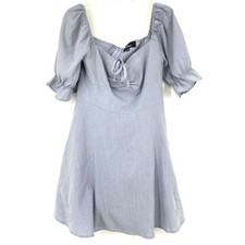 Lulus Small Elsie Dusty Blue Puff Sleeve Mini Dress