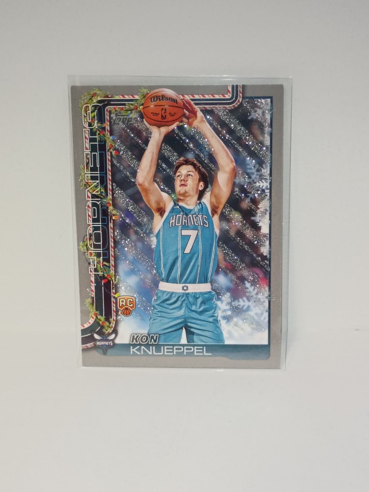 2025-26 Topps Holiday Kon Knueppel RC Silver Glitter Charlotte Hornets H164