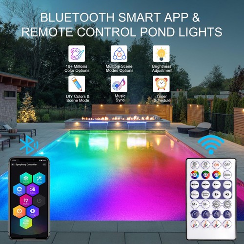 RGB Underwater Pond Lights, Super Bright LED Submersible Fountain Lights Colo... - Picture 3 of 7