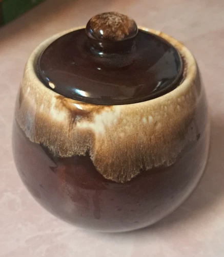McCoy Pottery Brown Drip Glaze Sugar Bowl With Lid USA Vintage MCP 7020