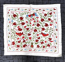 TABLE TOP - WALL HANGING- UZBEK SUZANI  40" x  37" - SILK EMBROIDERY ON COTTON