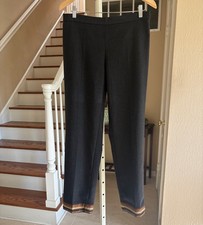 NEW Romeo Gigli Italy Charcoal Gray Cashmere  Wool Pants Ribbon Trim IT 44 US 8