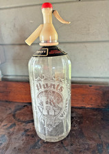 Vintage soda syphon bottle, etched with Hunts Soda Water 70s/80s