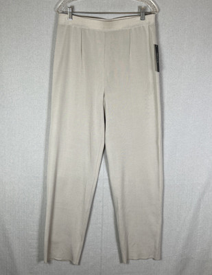 MISOOK Womens Size M Nancy Mylana Knit Pant Beige Wide Leg High Rise Pull On NEW