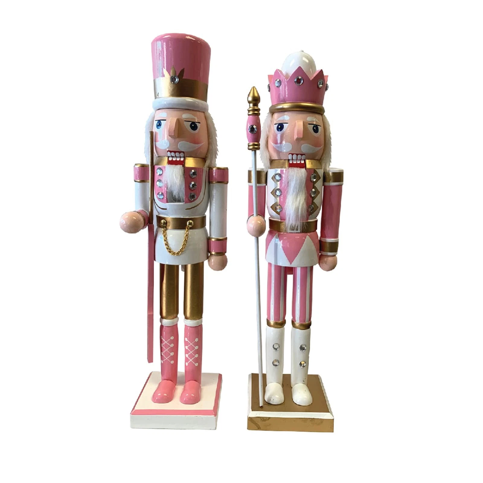 SANTAS WORKSHOP SANTA'S WORKSHOP INC 14" NUTCRACKER (SET OF 2) - PINK, GOLD