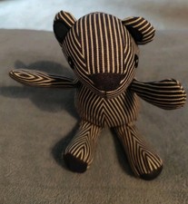 Oshkosh Hickory Teddy Bear Plush Blue White Denim Stripes Striped 10" EUC