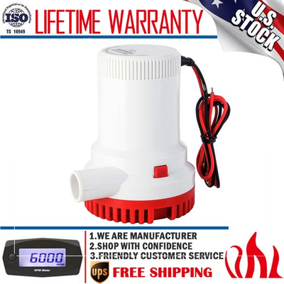 #ad 2000GPH Electric Boat Marine Bilge Submersible Plumbing Water Pump Houseboat 12V $31.69