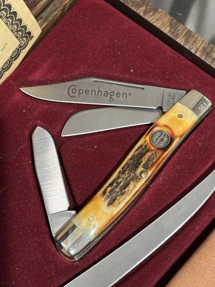 Conjunto raro de pescador Copenhagen Schrade Uncle Henry STAG - Imagem 2 de 4