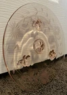 Vintage Pink Depression Glass Footed Plate with Floral Etching Sandwich Tray 8”