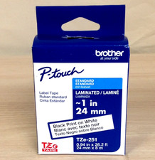 Genuine Brother Tze-251 Black on White 1" (24mm) Label Tape P-Touch Tze251 NEW