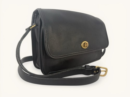 Vintage Coach Court 012 Black Glove Tanned Leather Crossbody Bag USA Pre-1994 - Image 1