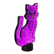 Purple Cat Infinity Mirror Led Tunnel Light 6 Hour Timer 12.9 Tall Tabletop