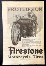 1919 Firestone Motorcycle Tires AD “Protection” Bulldog on Bike