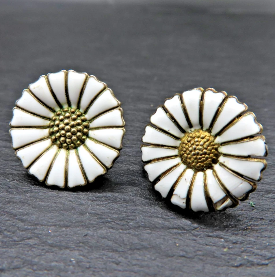 Schraub Ohrringe 830 Silber Daisy Silver Anton Michelsen Emaille Denmark Design - Bild 2 von 4