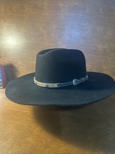 Black Mht Westerns 3x Beaver Cowboy Hat 100 Wool Made In Usa 607.5 Black Mht Westerns 3x Beaver Cowboy Hat 100 Wool Made In Usa 607.5