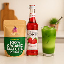 Organic Matcha Tea Powder 50g + 70cl monin Syrup- Energising superfood drink kit