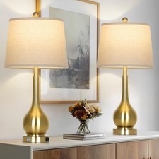 26" Gold Table Lamps Set of 2 for Living Room, Touch Control Bedroom Lamps fo...