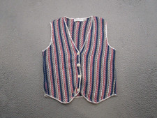 Vintage 90s Paris Sports Club Button Up Knit Sweater Vest Women's SZ M USA Made