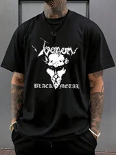 Men'S Black Metal Skull Graphic T-Shirt - Casual Summer Tee with "Black Metal" P