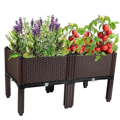 Plastic Elevated Planters for Raised Garden Bed 31.5''(l)x16''(w)x17.3''(h)/Brown