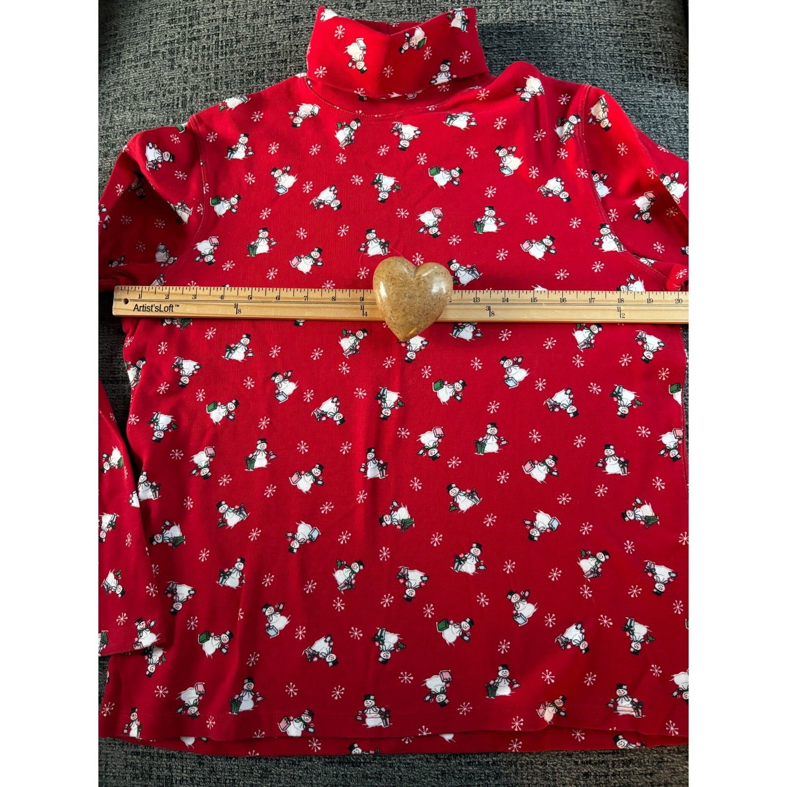 White Stag Womens Red Snowman Print Turtleneck Size L 12 14