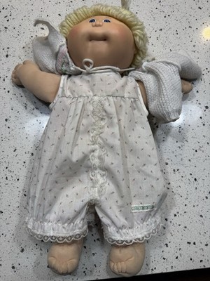 VTG cabbage Patch Doll Head Mold 1 Yellow Curly Hair/blue She s 1983 Orig Outfit