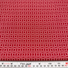 Red White Geometric Shapes Unbranded Cotton Fabric Remnant 9" x 43"