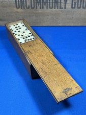 28 Vintage Wood Dominoes 1 13/16"L x 15/16"W x 7/16"H  Old Wood Box Included