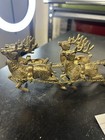 Vintage Solid Brass 8 Reindeer Pulling Sleigh Christmas Decor 19”L X 21/4” — photo 2