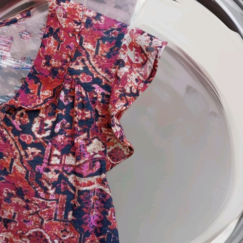 NWT Lucky Brand Shirt Women Size S/P Tie V-Neck Ruffle Sleeve & Collar Boho - Picture 7 of 11