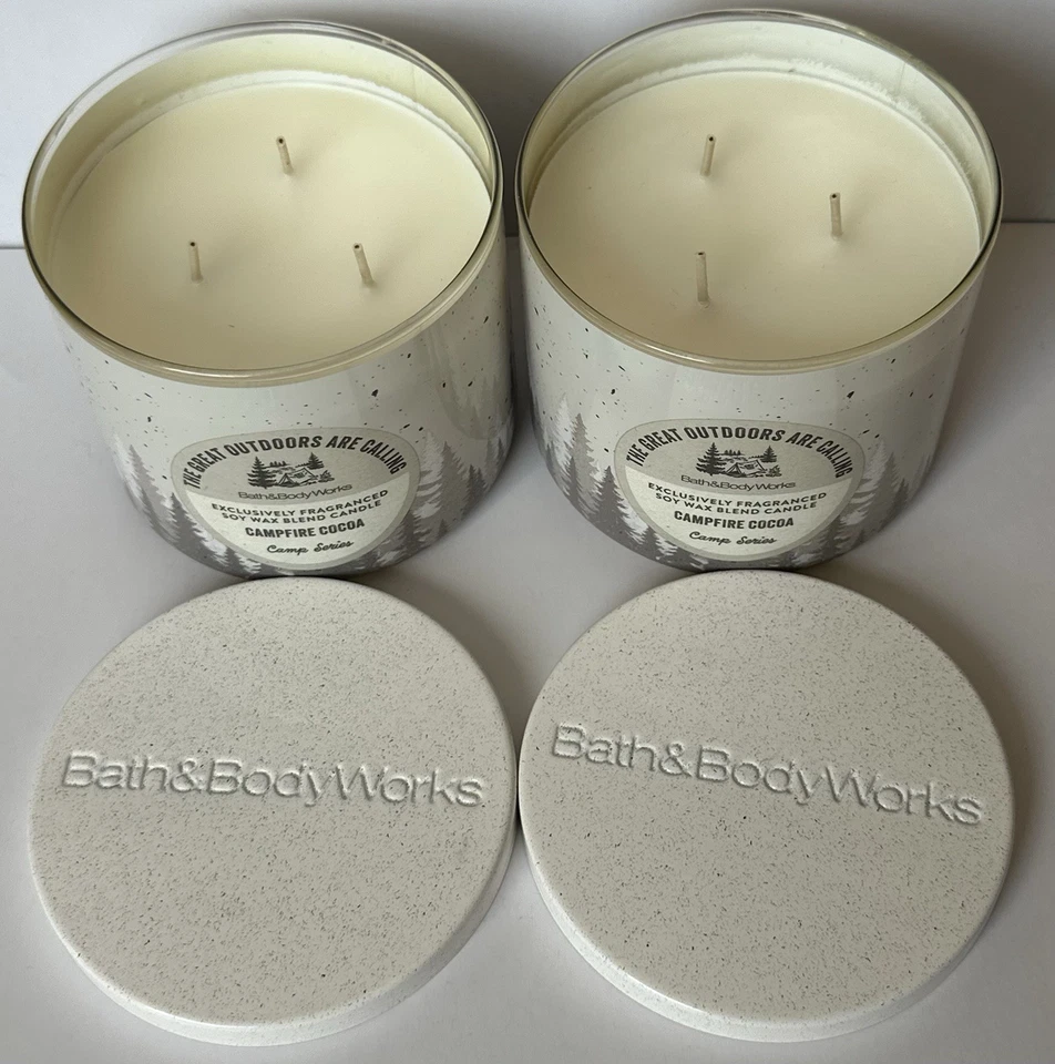 Campfire какао от Bath And Body Works 3 фитиля ароматические свечи 2шт новый - Изображение 3 из 4