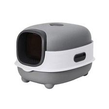 Fully Enclosed Plastic Cat Litter Box with Lid Extra Large Deep Litter Pan Tray