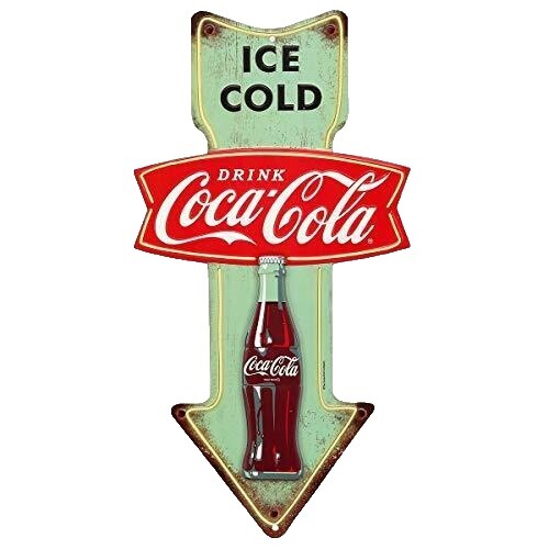 Vintage 1960s Coca-Cola Fish Tail Sign Flanged Double Sided