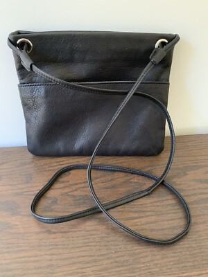 Margot Slim Pocket Black Soft Leather Crossbody Purse Shoulder