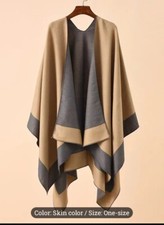 Color Block Open Front Cardigan, Elegant Thermal Knitted Versatile Outwear