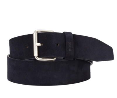 BOSS Herren Gürtel – 3,5 Cm Breit, Mit Logo-Prägung & Gebürsteten Silber-Details, Klassisches Design