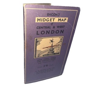 Bacons Midget Map of London Central West Suburbs Street Index Visitor Guide Vtg