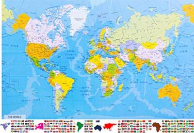World Map Laminated Poster - 36.5'' x 24.5''