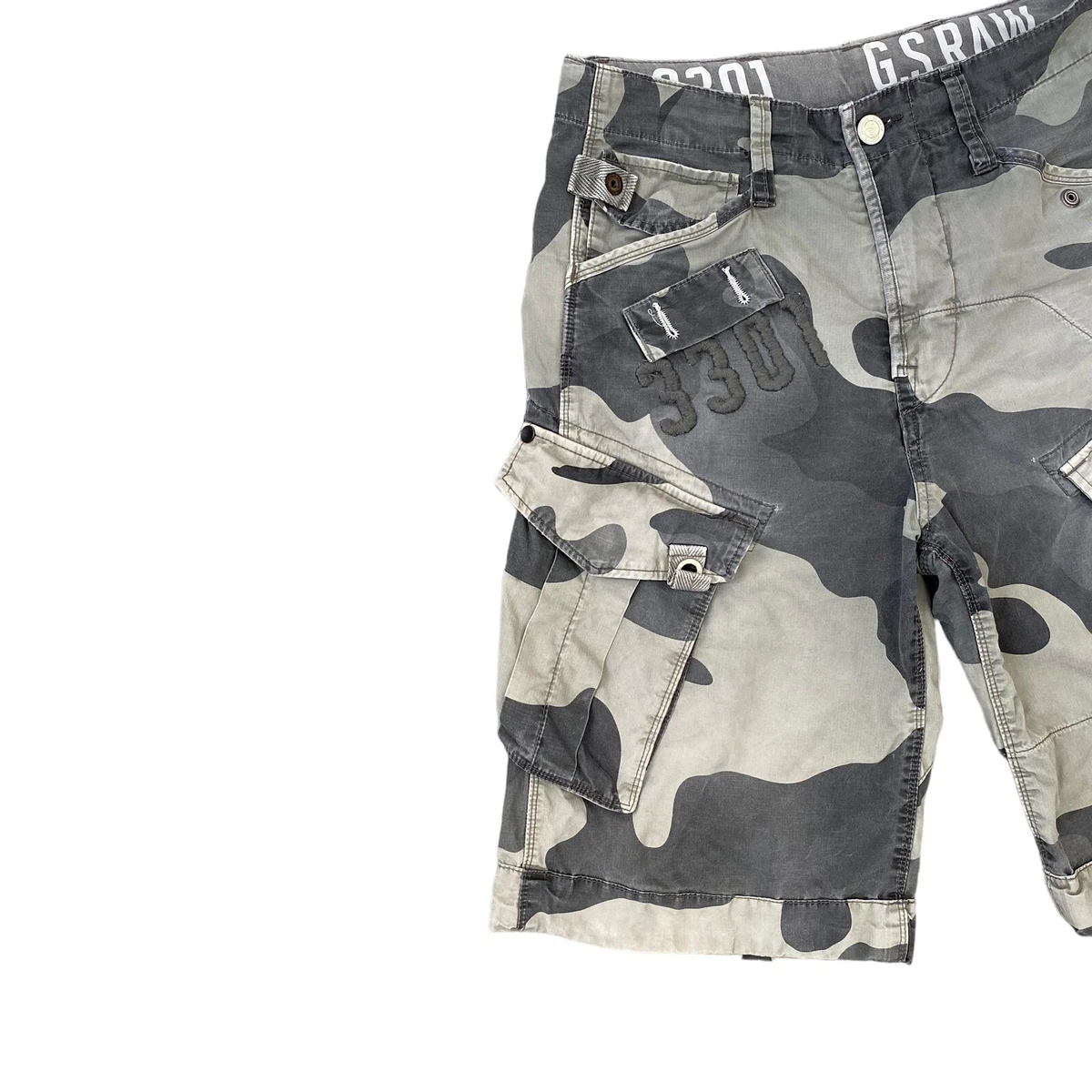 G-Star Raw Denim Y2K PT Rovic Belt Camouflage Cargo Shorts Size 28