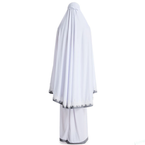 2pcs Women Prayer Dress Abaya Hijab Khimar Skirt Kaftan Dress Muslim Overhead - Picture 51 of 53