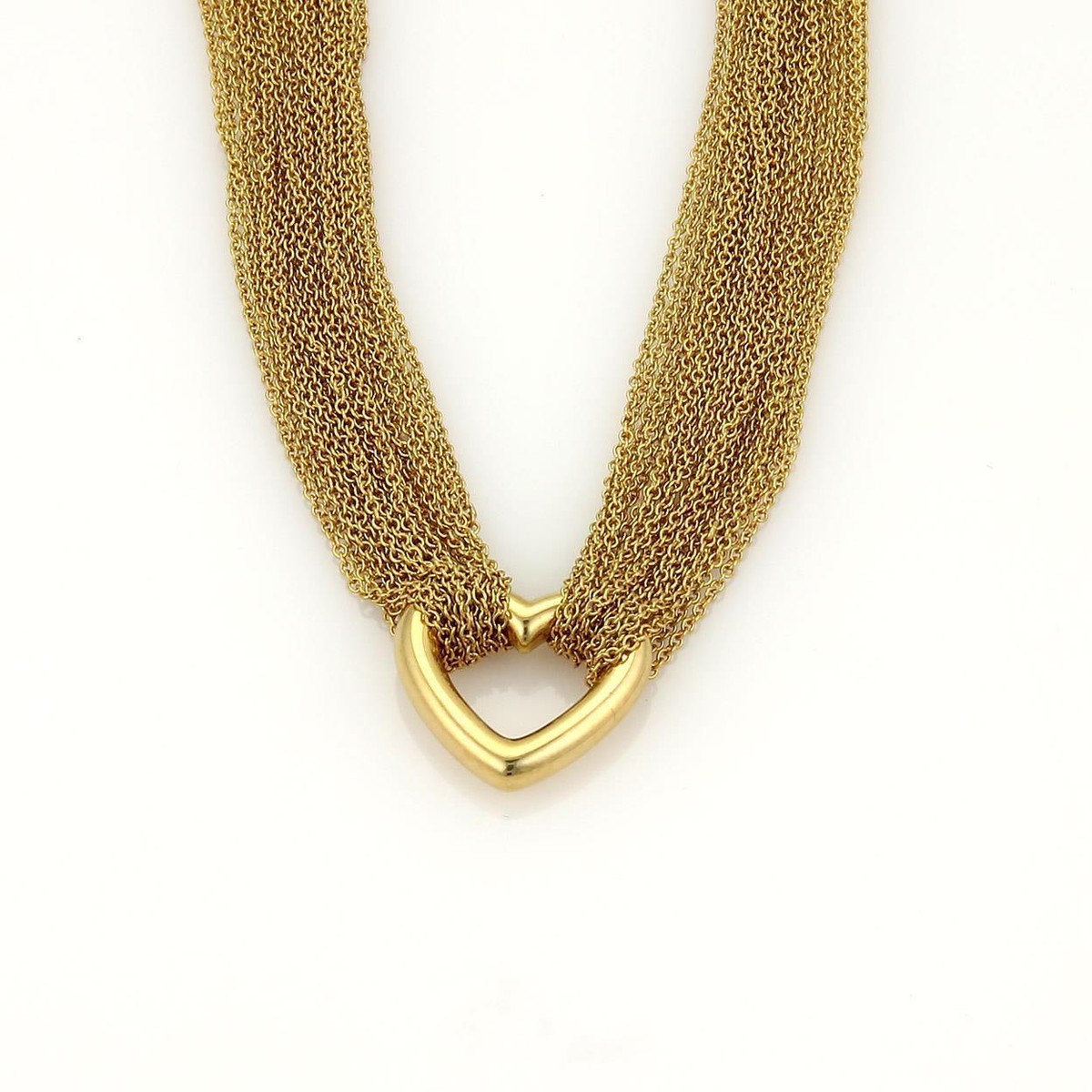 Tiffany & Co 18k Yellow Gold Heart Pendant Multichain Toggle Clasp