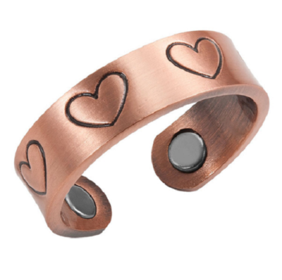 Bague Cuivre Aimants Love Coeurs - Aide Pour Arthrose Et Douleurs Des Doigts
