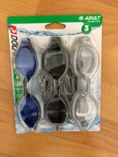 DOLFINO Pacesetter Silicone Swim Goggles ADULT Ages 12 UV Protection 3 Pack