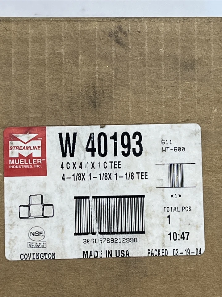 Mueller W40193 Streamline WT-600 Copper Reducing Tee 4"C x 4"C x 1”C TEE - Image 2 of 4