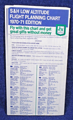 Vintage Low Altitude Flight Planning Chart 1970-71 Edition S & H Green Stamps