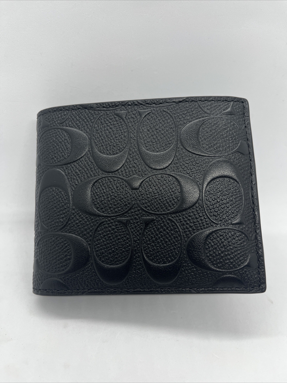 COACH Men’s Black Wallet in Signature Crossgrain Leather 8cc Removable