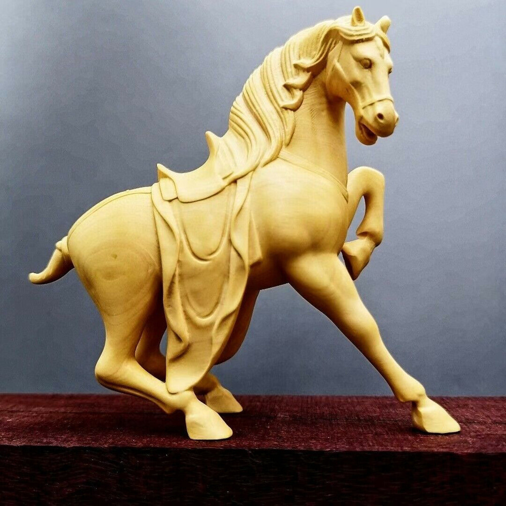 Chinese Boxwood Wood Hand Carved Horse Statue